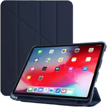 Pouzdro na mobilní telefon Pouzdro s origami stojánkem a prostorem na Apple Pencil pro iPad Pro 12,9" (2018-2022) - tmavě modré