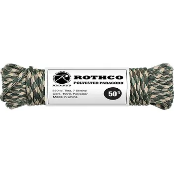 Lano Šňůra PARACORD polyester 550LB 15 m 4mm WOODLAND