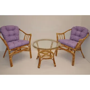 Sedací souprava Axin Trading s.r.o. Ratanová sedací souprava Subaliu - polstry fialový melír