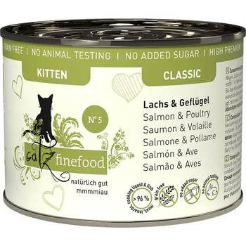Krmivo pro kočku catz finefood Kitten No. 5 losos a drůbeží 6× 200 g