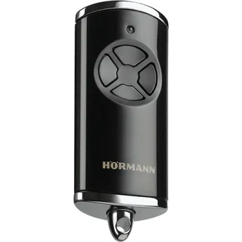 Dálkový ovladač vrat Dálkový ovladač Hörmann HSE 4 BS 868 MHz, ČERNÝ/ LESKLÝ s pochromovanými zinkovými krytkami (4511563)