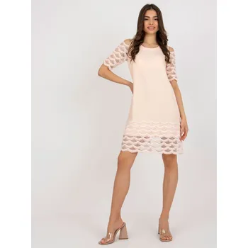 Dámské šaty Koktejlové šaty s ozdobnými rukávy Lakerta broskové EU velikost: M