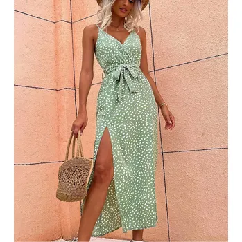 Dámské šaty Dámské sexy letní šaty s rozparky Barva: zelená, Velikost: XL