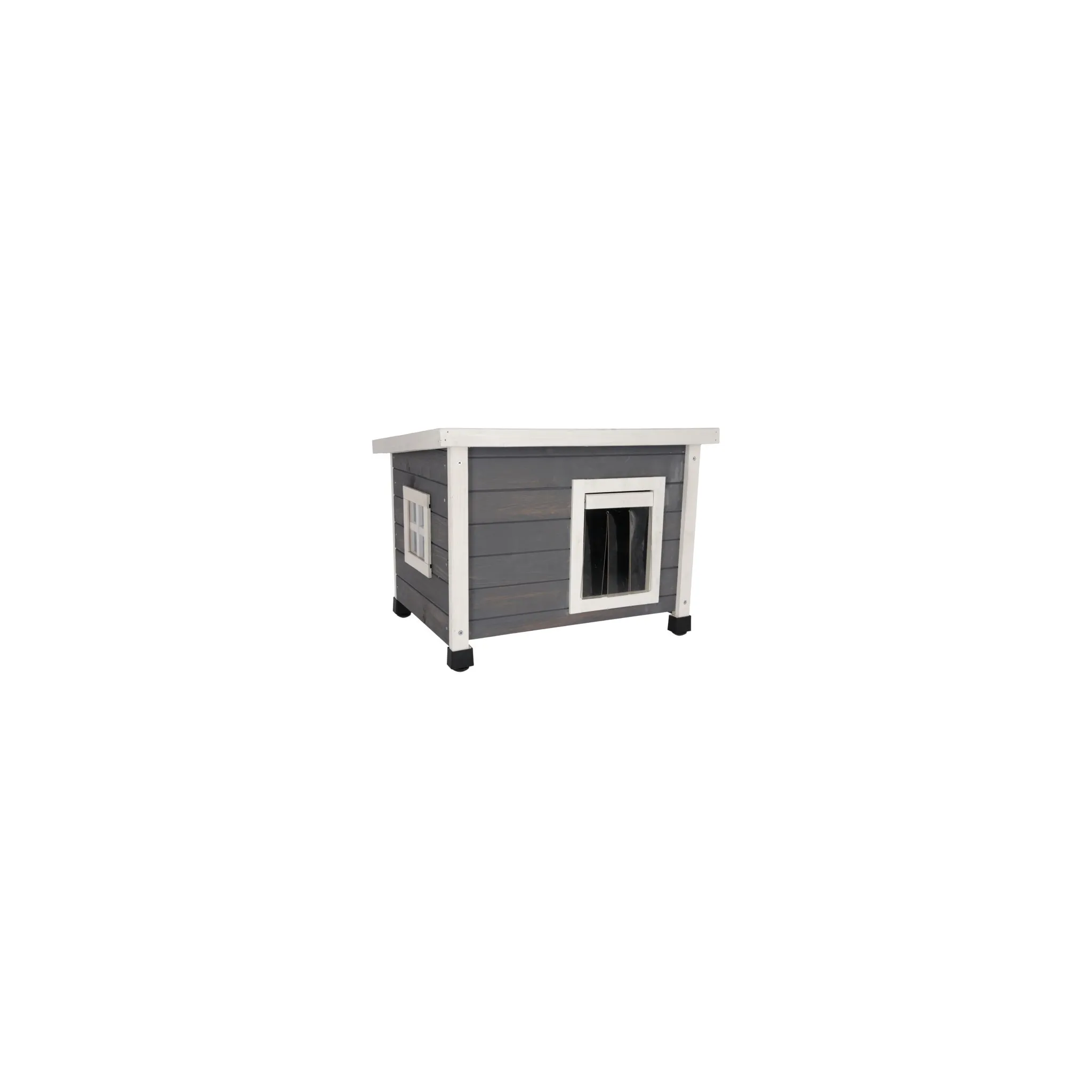 Fotografie 1 - Pelíšek pro kočku Kerbl Rustica kočičí bouda 57 x 45 x 43 cm šedá/bílá