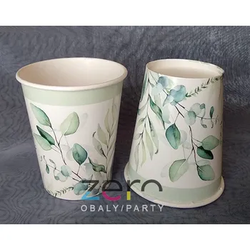 Jednorázové nádobí Pohárek (kelímek) nápojový papírový 0,25 l (8 ks) - eukalyptus