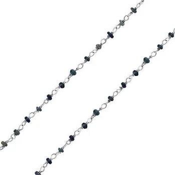 Řetízek Stříbrný náhrdelník s pravým černým opálem Arika INS1006NBO