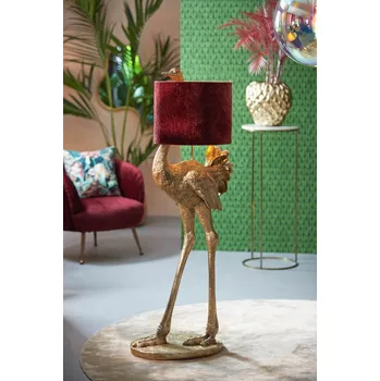 Stojací lampa Bronzová antik stojací lampa pštros Ostrich bronze - 62*50*146 cm / E27