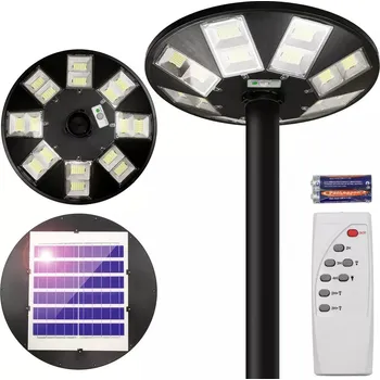 Venkovní osvětlení Pouliční UFO LED solární lampa, 1000W, 12Ah, IP65, 672 LED SMD5730, velký solární panel 6V/15W, dálkový ovladač