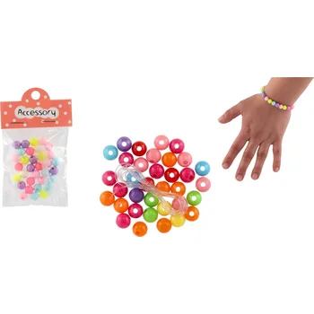 Dětské zboží Teddies Korálky plastové barevné se šňůrkou 2 barvy v sáčku 6,5x11x1cm