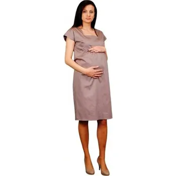 Těhotenské šaty Be MaaMaa Těhotenské šaty ELA - béžová, Velikosti těh. moda M (38)