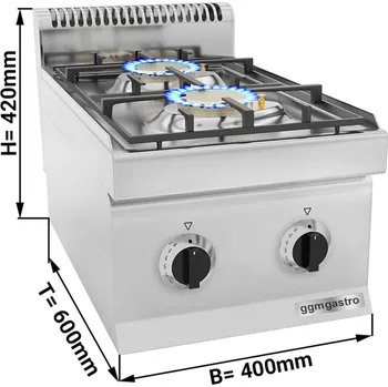 Sporák G.Gastro Plynový sporák - 2 hořáky (7 kW) s pilotním plamenem
