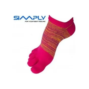 Pánské ponožky Ponožky prstové anatomické Simply - melírové nízké růžové S