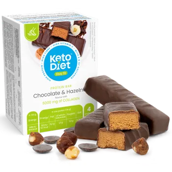 Keto dieta KetoDiet Proteinové tyčinky s kolagenem 4x 36 g čokoláda/lískový oříšek