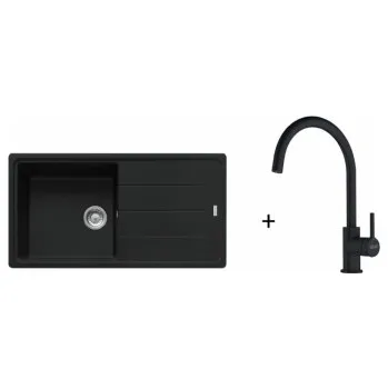 Granitový dřez Franke SET G280 - BFG 611 Fragranit Matná černá + FC 6018 LINA Bez sprchy Matná černá + ZÁRUKA 5 LET ZDARMA