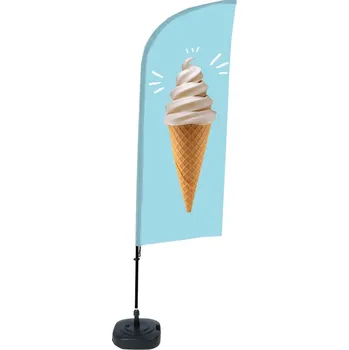 Kancelář Kompletní sada reklamní vlajky ve tvaru křídla, Zmrzlina ECO