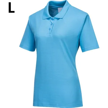 G.Gastro Ladies' Uniform Polo Shirt – Sky Blue - Size L - Short Sleeve - 65/35 Polycotton