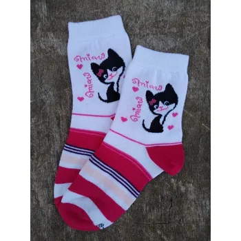 Dívčí ponožky TREPON Minda, růžovo-bílé