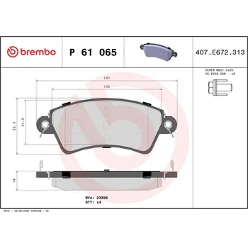Brzdová destička Sada brzdových destiček, kotoučová brzda BREMBO P 61 065