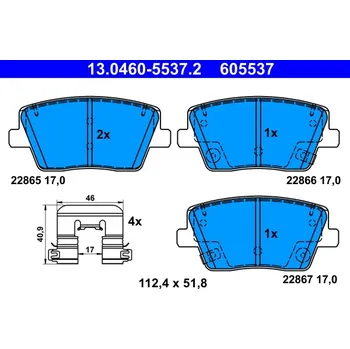 Brzdová destička Sada brzdových destiček, kotoučová brzda ATE 13.0460-5537.2