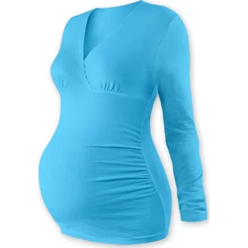 JOŽÁNEK Těhotenské triko/tunika dlouhý rukáv EVA - tyrkys, Velikosti těh. moda M/L