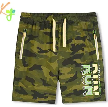 Chlapecké kraťasy Chlapecké maskáčové kraťasy KUGO TM8252, zelené - žlutá aplikace