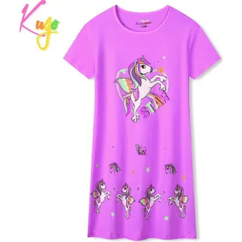 Dívčí noční košile KUGO MN1766, fialová (Dívčí noční košile s krátkým rukávem Kugo)