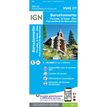 IGN mapa Barcelonnette 1:25 t.