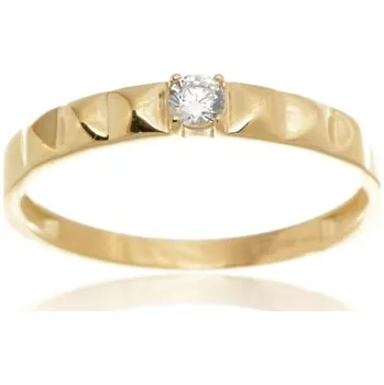 Prsten Dámský prsten ze žlutého zlata se zirkony PR0598F + DÁREK ZDARMA