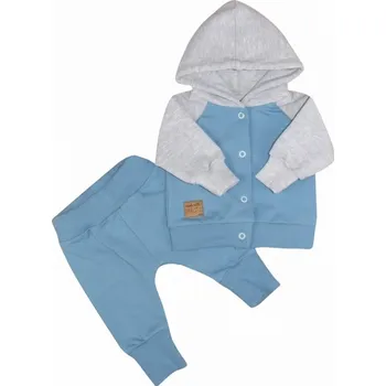 Kojenecká souprava Tepláková souprava s kapucí Magic Kazum, modrá/šedá, Velikost koj. oblečení 56 (1-2m)