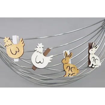 Vánoční dekorace Autronic Králíčci nebo slepičky, dřevěná dekorace na kolíčku, cena za 1 sáček (6 ks). VEL810313, sada 12 ks