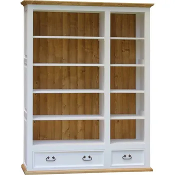 Komoda Knihovna SWEET HOME N3 z masivu Barevné provedení: Bílá - tmavý dub lak