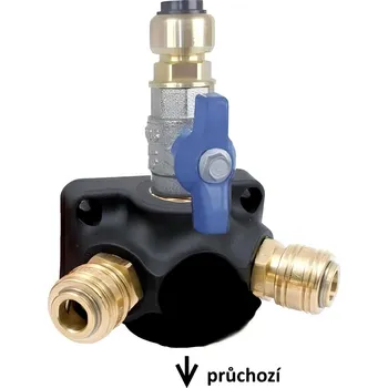 Vodovodní potrubí TECTITE Průchozí krabice pro rozvod vzduchu 22 mm + G1/2" s kohoutem - 2xRychlospojka