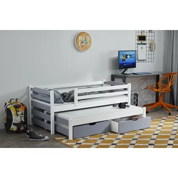 Postel Nabytek-dreveny.cz Postel Marcin 2 s výsuvným lůžkem a úložným prostorem a zábranou 90x190 cm Rozměr postele: 90x190 cm, Odstín postele: oranžová