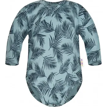 Kojenecký body Baby Nellys Bavlněné body dl. rukáv, zapínání bokem, Palmy - zelené, Velikost koj. oblečení 56 (1-2m)