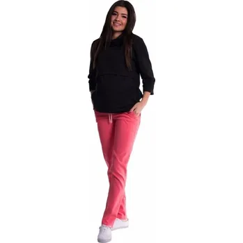 Be MaaMaa Těhotenské kalhoty s mini těhotenským pásem - růžové, vel. L, Velikosti těh. moda L (40)