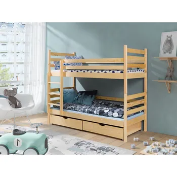 Postel Nabytek-dreveny.cz Patrová postel Janek 80x200 cm masiv Rozměr postele: 80x200 cm, Odstín postele: dub