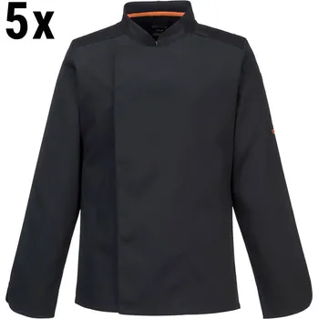 Gastro oděv G.Gastro (5 pieces) Men's Long Sleeve Chef Jacket – Slim Fit - Breathable Mesh - Black - Size S