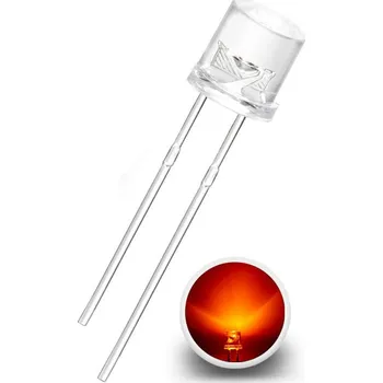 Polovodič LED Dioda s plochým čelem 5mm čirá, Oranžová