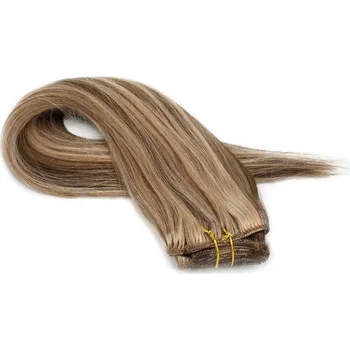 Příčesek Clip in vlasy 30cm Remy pravé lidské 100g - tmavý melír