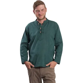 Pánská košile Košile Nepál / ETNO KURTA smaragdová 3XL