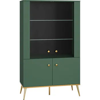 Knihovna Vitrína zelená mat/zelená mat FOREST 02