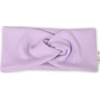 Dětská móda Baby Nellys Hand Made Dvouvrstvá žebrovaná čelenka, lila, Velikost koj. oblečení 56-62 (0-3m)