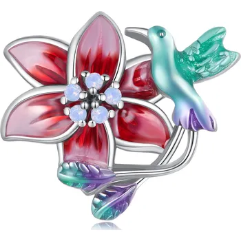 Přívěsek Elenys stříbrný přívěsek Ptáček s květem