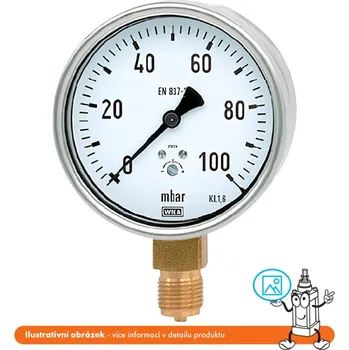 Příslušenství pro vysokotlaký čistič Wika Manometr nízkotlaký stranový 0/600 mbar - 63 - 1/4"