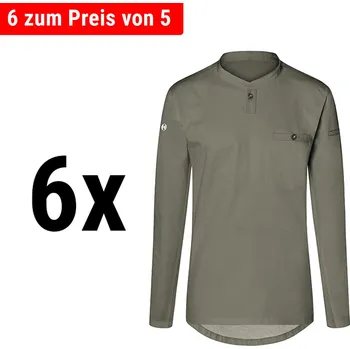 Pánské tričko G.Gastro (6 Kusů) Karlowsky - Pánské pracovní tričko Performance s dlouhým rukávem - šalvěj - velikost: XS