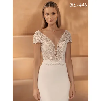 Bolerko Svatební top z luxusní krajky - ivory: BL-446 Vybraná velikost: S