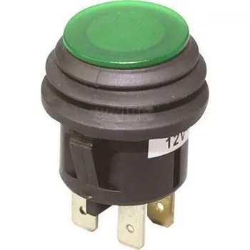 Auto elektroinstalace Vypínač stiskací OFF-ON 1pol.12V/20A zelený