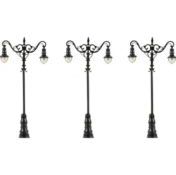 Modelová železnice H0 - dvouramenná lucerna - světla- teplá bílá- 3 kusy