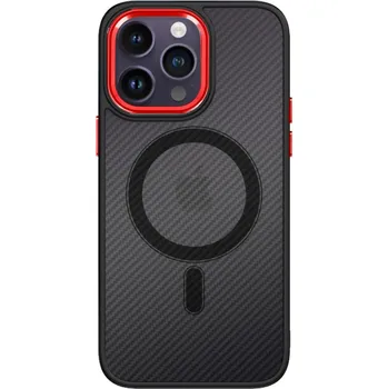 Pouzdro na mobilní telefon Kryt iPhone 13 Pro Max pevný tmavý s červeným rámečkem (obal neboli pouzdro na iPhone 13 Pro Max)