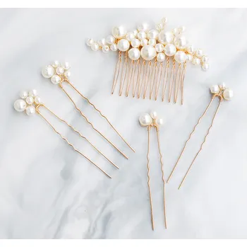 Souprava šperků B-TOP Slavnostní souprava WHITE PEARL hřeben do vlasů s vlásenkami